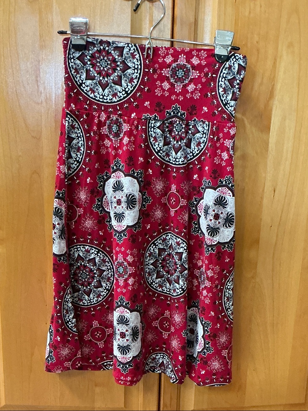 Red Medallion Print Skirt